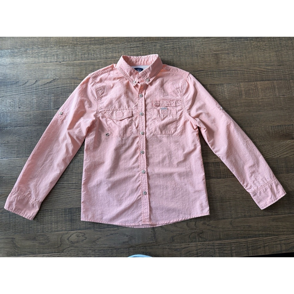 J Khaki Boys Fishing/Outdoor Shirt Size M (10/12) Long Sleeve Peach Button Up